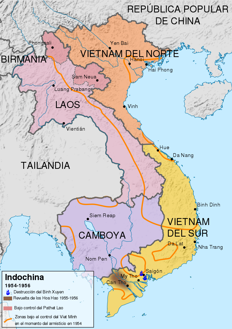 Indochina 1954 to 55 map es