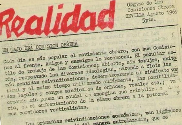 El PCE organizó y extendió las Comisiones Obreras por todo el país. En la imagen, octavilla clandestina de CCOO de Sevilla, agosto de 1969